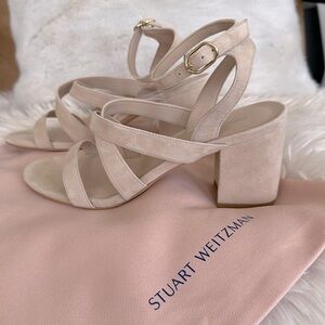 Stuart Weitzman Women's neutral suede Sandals 8 NWT